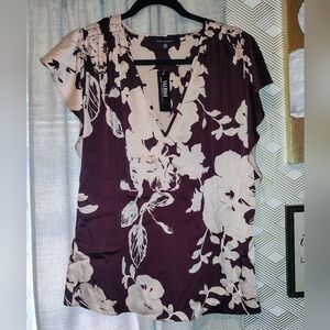 WHITE HOUSE BLACK MARKET DEEP V NECK WITH FLUTTER- SIZE LARGE ...NEW WITH TAG!